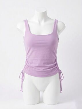 NWT Joe Fresh Lilac Side-Ruched Tank Top Built In Bra
